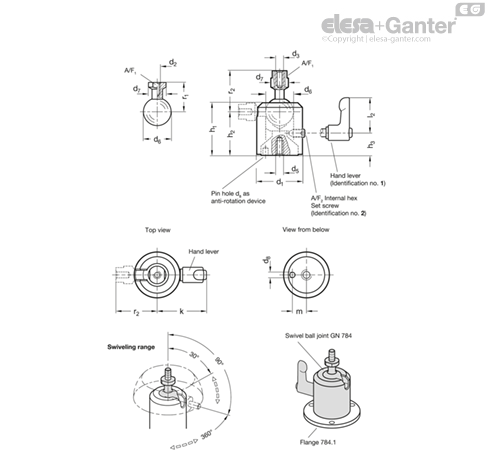 GN 784-A Swivel Ball Joints Ball with internal thread